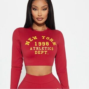 Fashion Nova Red New York Athletics Crop Top